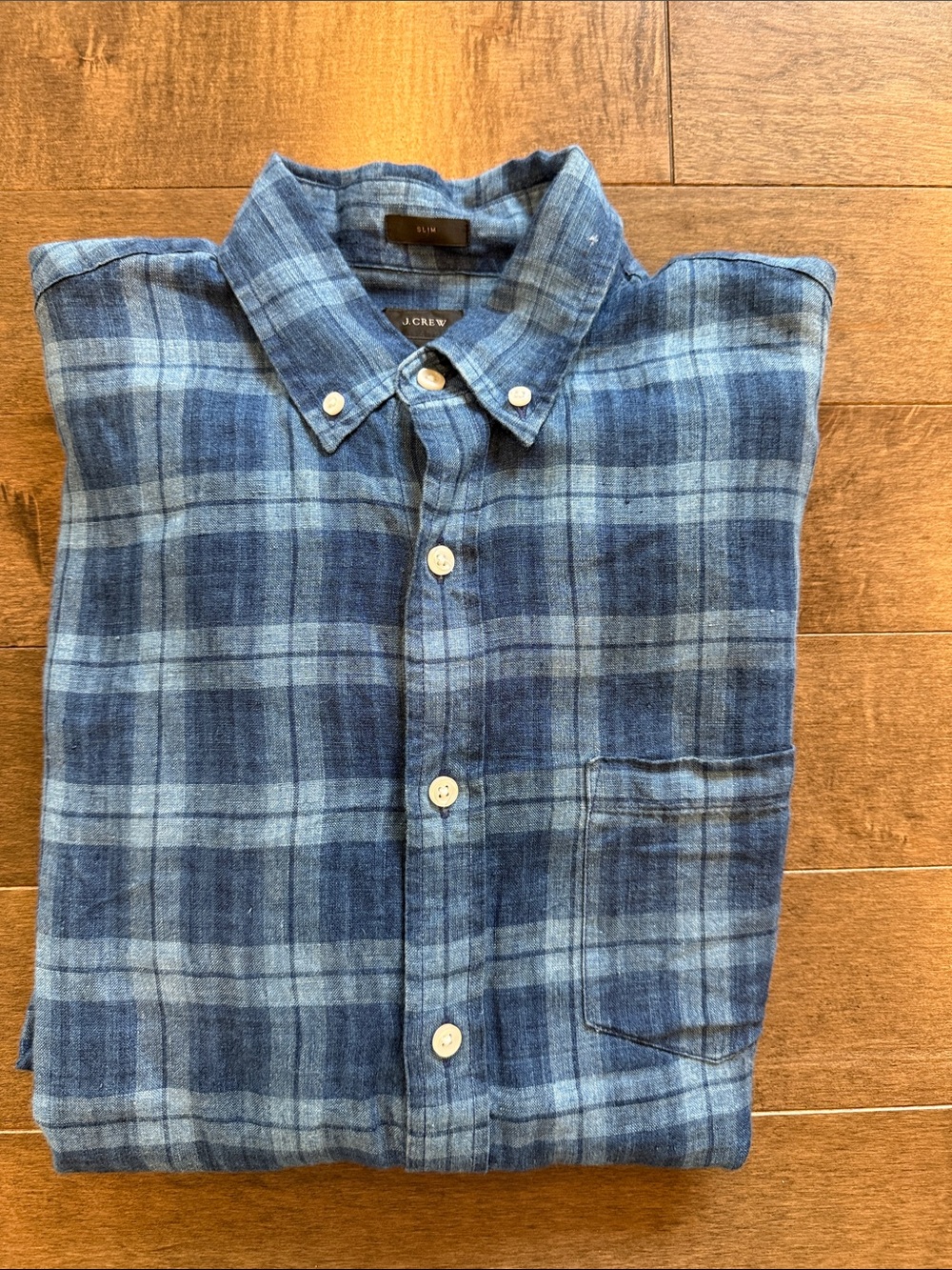 J. Crew Men’s Blue Plaid Button-Down Shirt